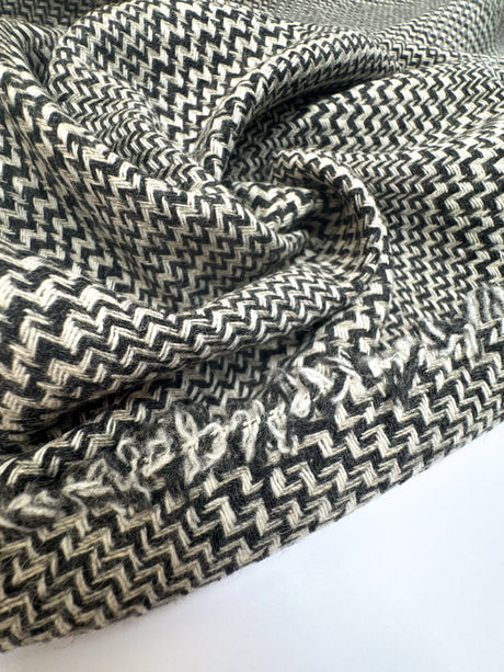 Cotton Wool Tweed Checked Gray Black