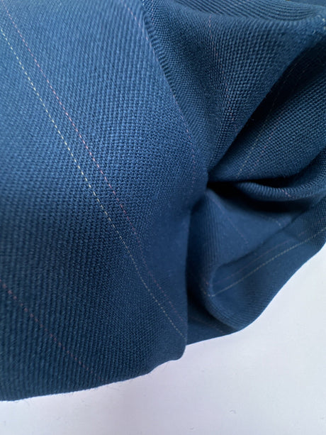 Wool Polyester Twill Striped Gray Blue Pink