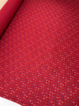 Acrylic Knitted Fabric Red Beige Printed