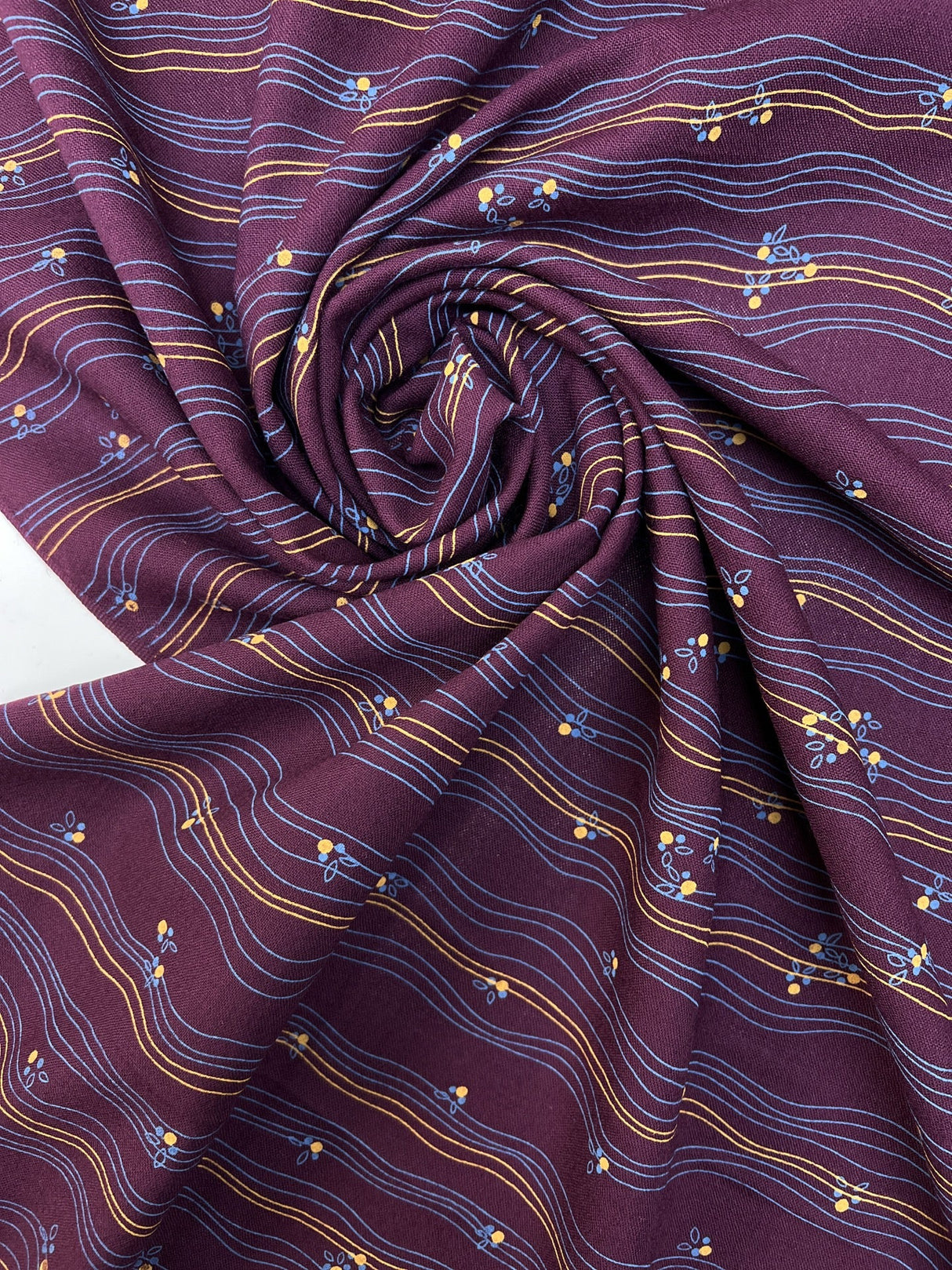 Virgin Wool Striped Fabric Purple Blue