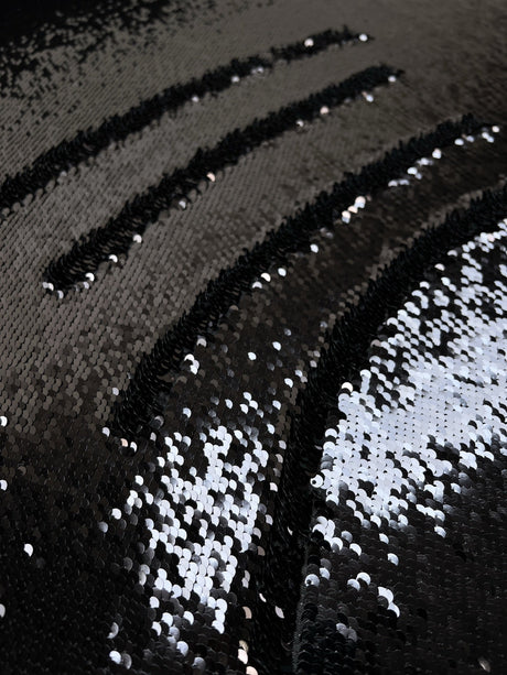 Black Knitted Sequins Polyamide Elastane