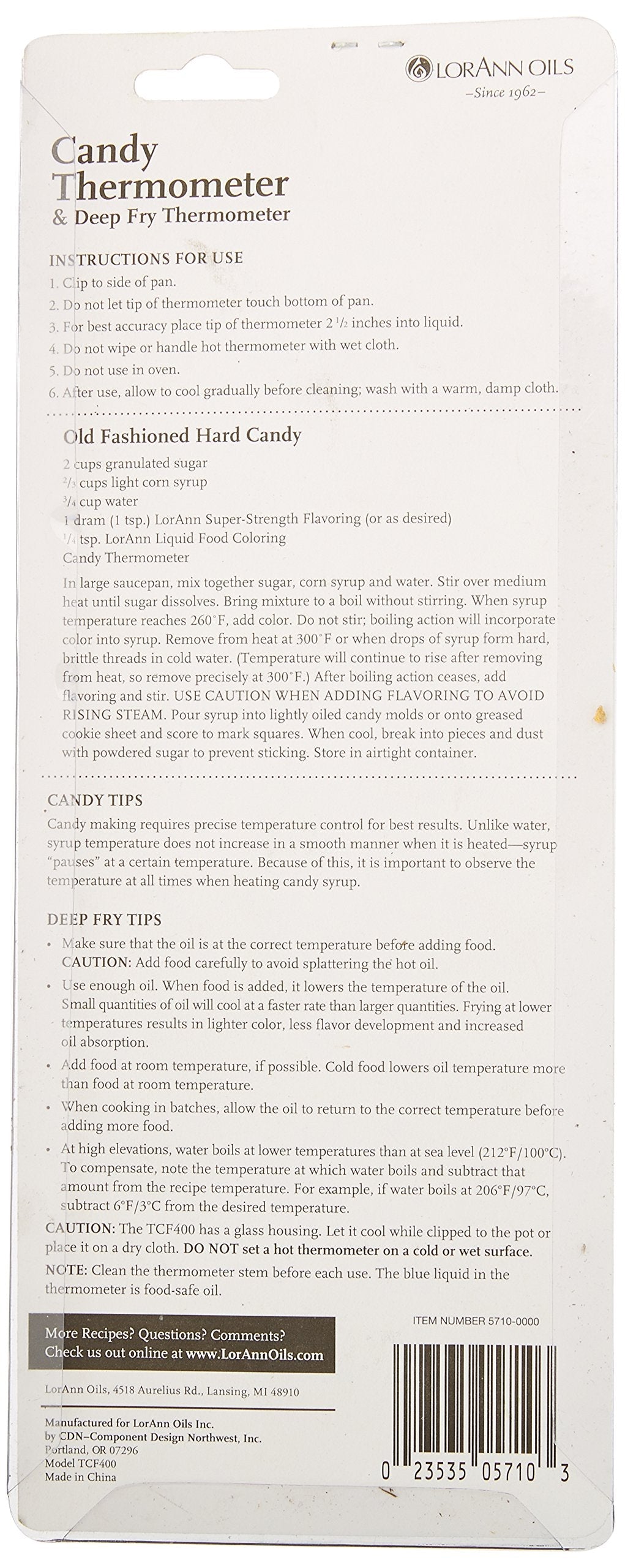 LorAnn Candy Thermometer-75F to 400F - 25C to 200C