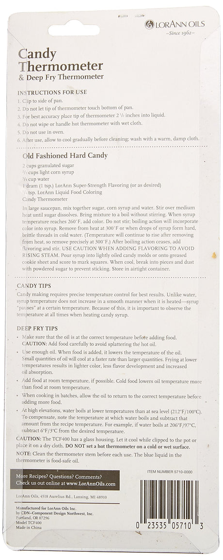 LorAnn Candy Thermometer-75F to 400F - 25C to 200C