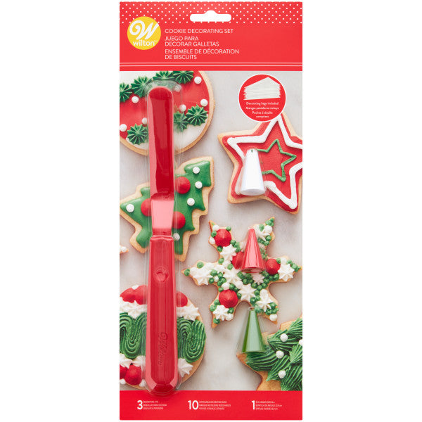 Wilton Spatula, Tip and Piping Bags Christmas Cookie Decorating Set, 14-Piece Set