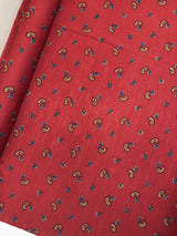 Acrylic Knitted Fabric Red Blue Paisley Floral