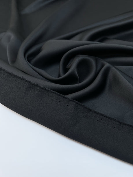 Black Stretch Sateen Fabric
