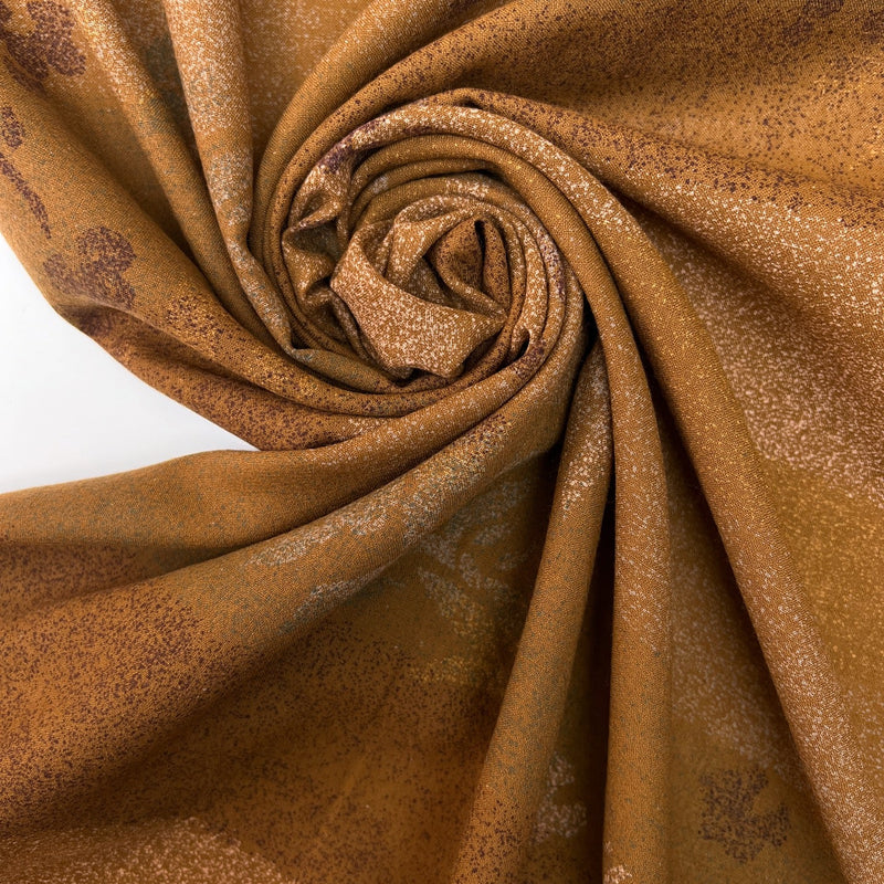 Printed Wool Fabric Brown Beige