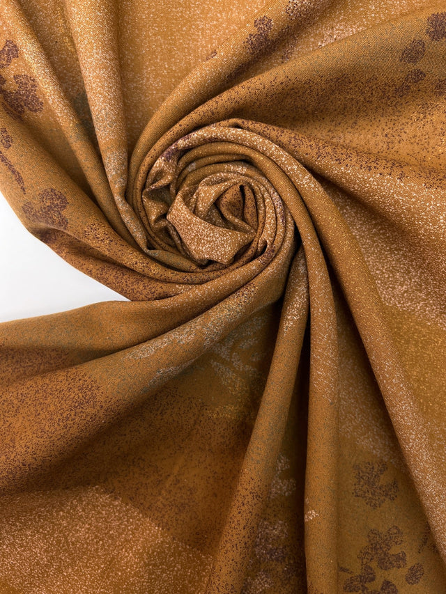 Printed Wool Fabric Brown Beige