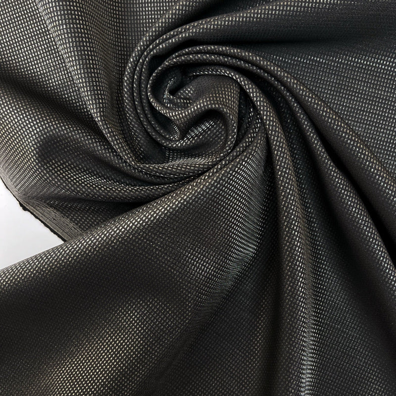 Wool Jacquard Fabric Silver Black Geometric