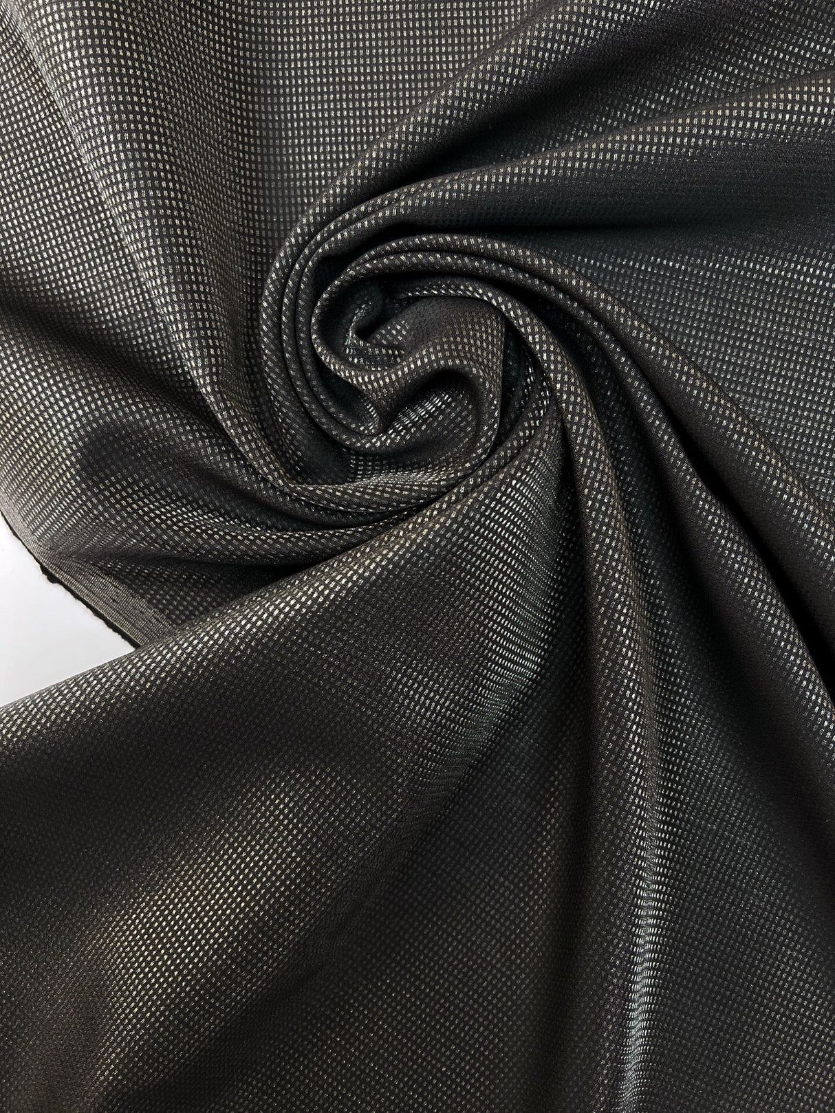 Wool Jacquard Fabric Silver Black Geometric