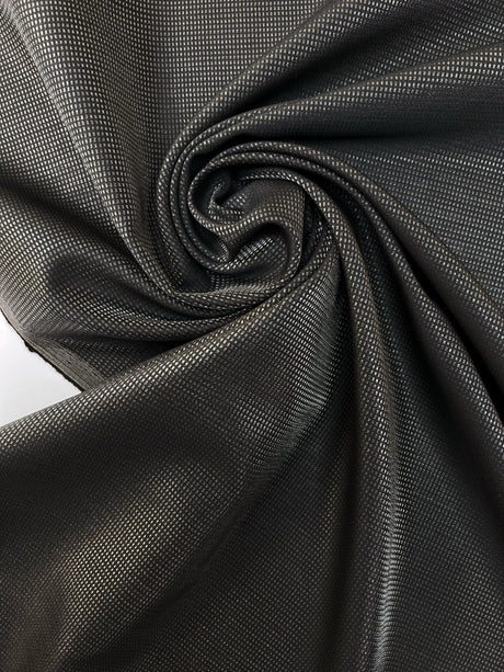 Wool Jacquard Fabric Silver Black Geometric