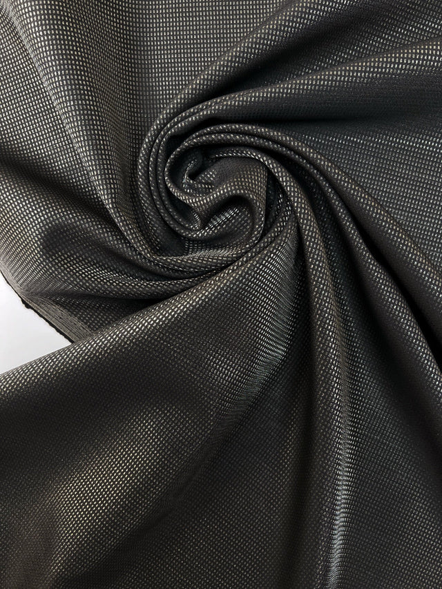 Wool Jacquard Fabric Silver Black Geometric