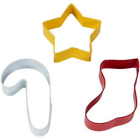 Wilton Metal Christmas Cookie Cutter Set, 3-Piece (Star, Candy Cane, Stocking)