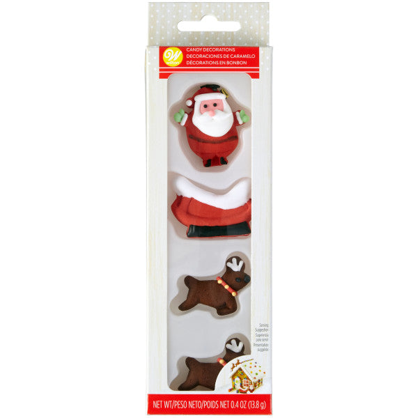 Wilton Santa and Sleigh Gingerbread House Icing Decorations – 4 Piece Set