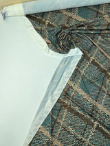 Printed Polyester Elastane Knitted Fabric Brown Blue