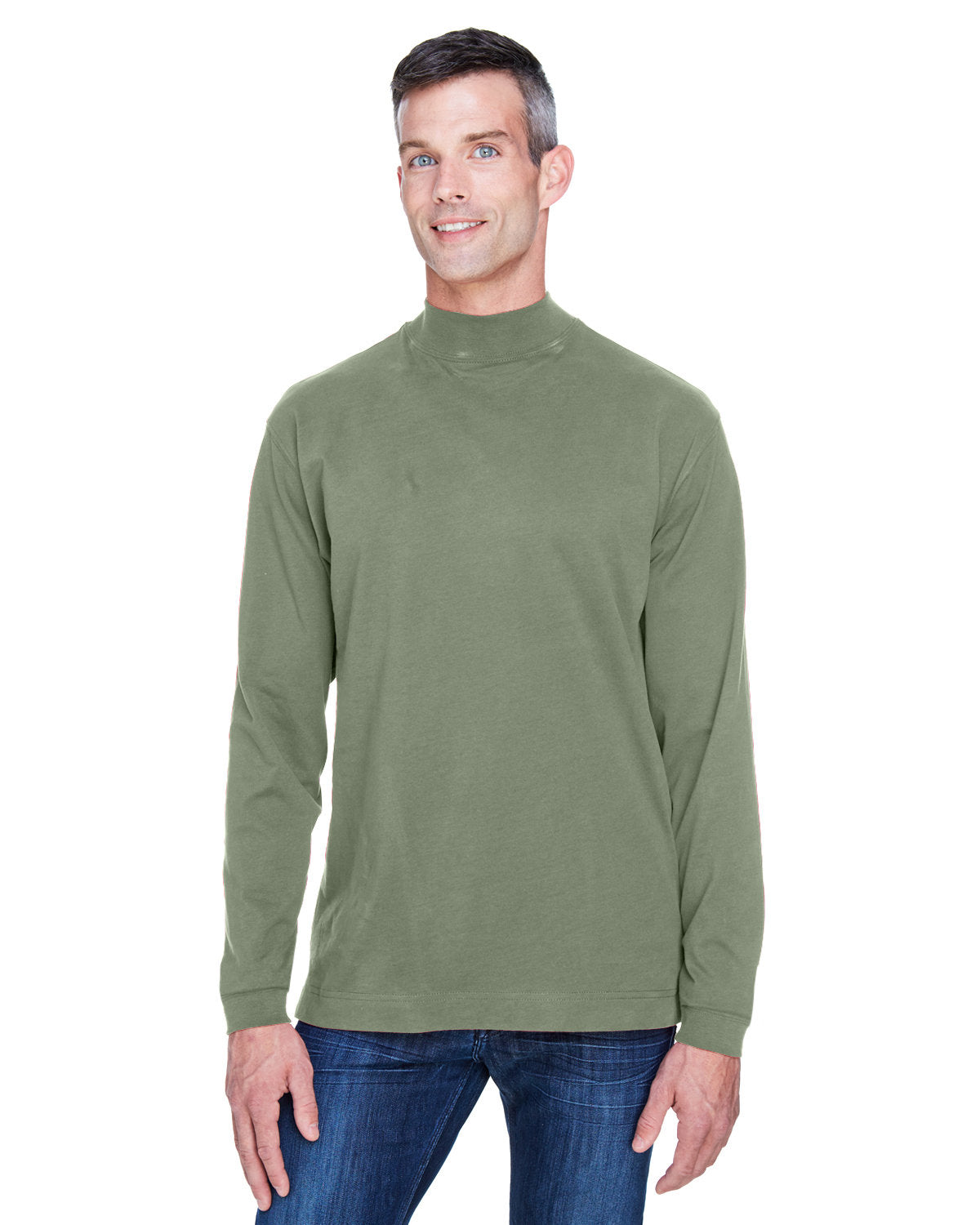 Adult Sueded Cotton Jersey Mock Turtleneck