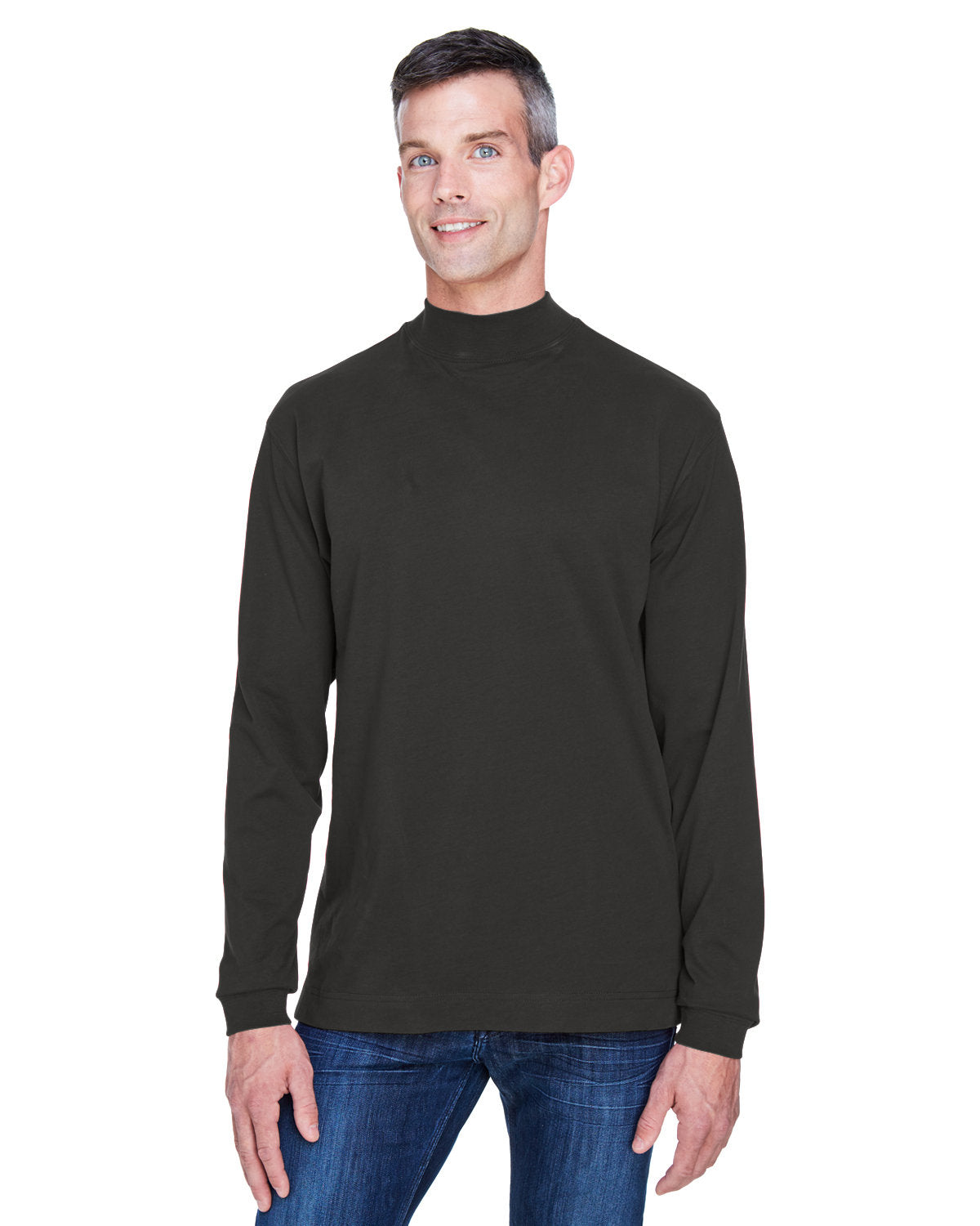 Adult Sueded Cotton Jersey Mock Turtleneck