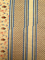 Acrylic Knitted Fabric Beige Blue Printed Lightweight Stretch
