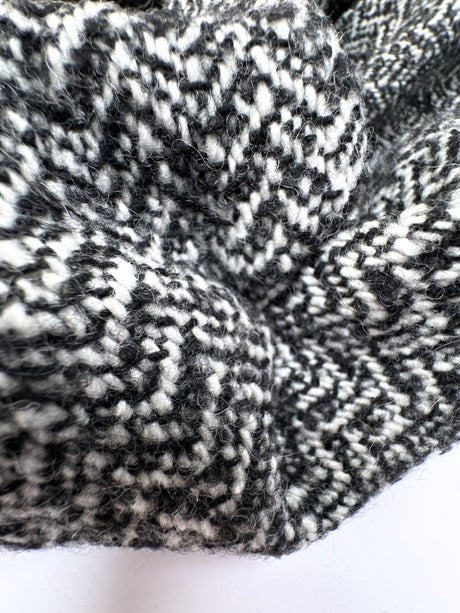Wool Cotton Tweed Melange Black White