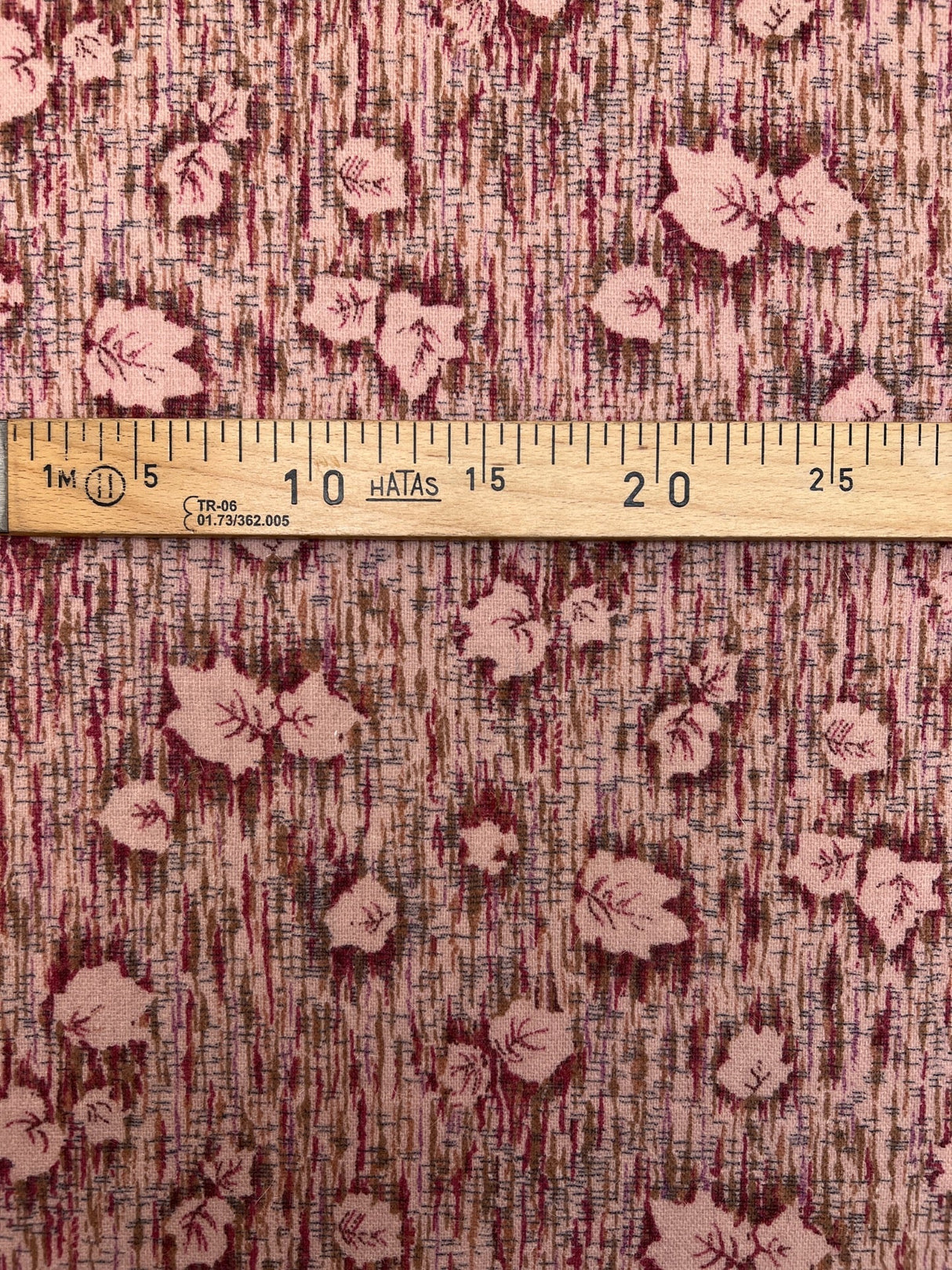 Wool Blend Abstract Print Fabric Brown Pink