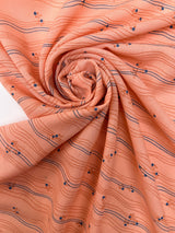 Virgin Wool Printed Orange Striped Fabric