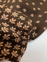 Wool Staple Fabric Brown Beige Floral Print
