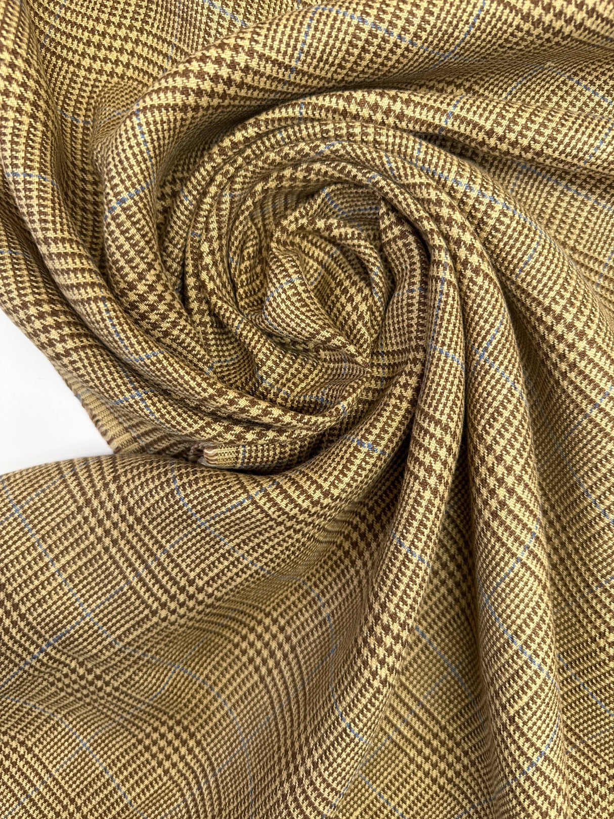 Italian Checked Linen Fabric Brown Beige