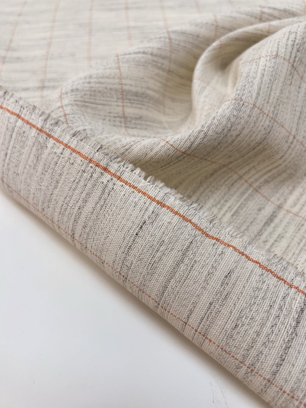 Linen Gray Beige Melange Striped