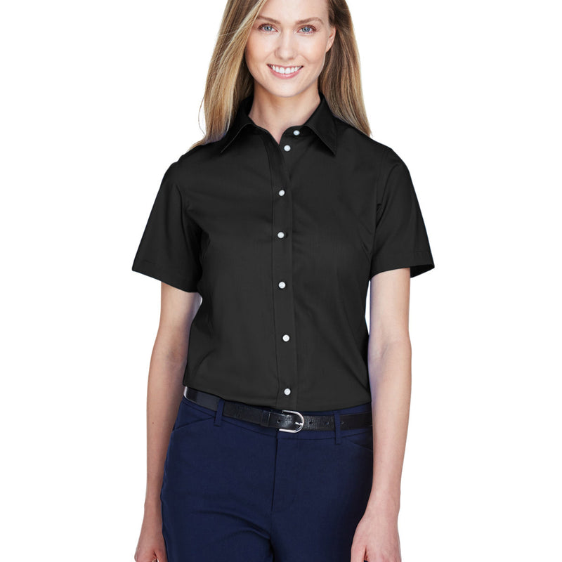 Ladies' Crown Collection® Solid Broadcloth Short-Sleeve Woven Shirt