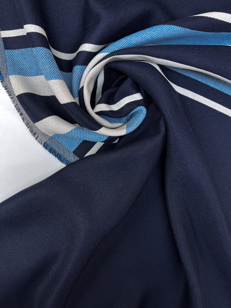 Polyester Blend Twill Striped Blue White
