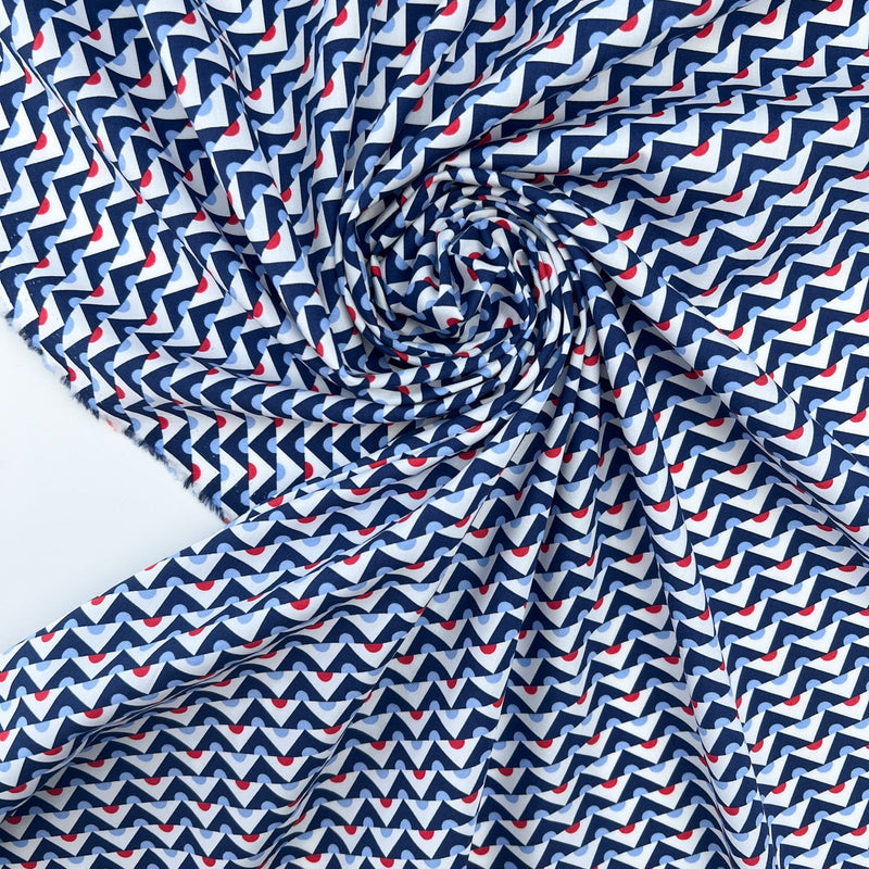 Cotton Poplin Blue Shade Geometric