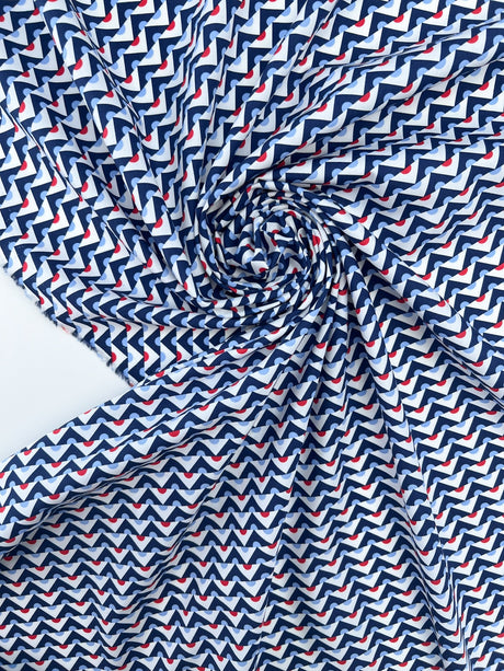 Cotton Poplin Blue Shade Geometric