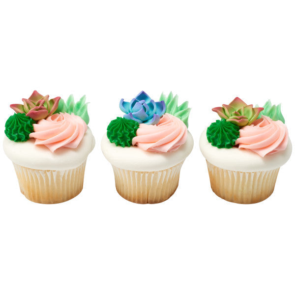 Green Succulents Gum Paste Flowers - 12 per order