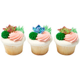 Green Succulents Gum Paste Flowers - 12 per order
