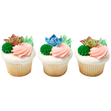 Green Succulents Gum Paste Flowers - 12 per order