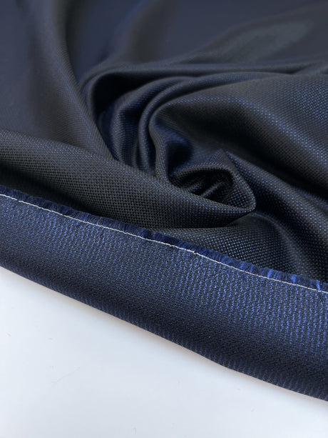 Wool Jacquard Blue Black Changeant Fabric