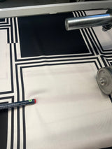 Printed Polyester Sateen Fabric Beige Black