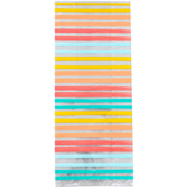 Wilton Yellow, Orange, Red and Blue Striped Treat Bags and Ties, 20-Count