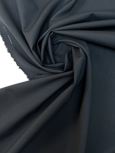 Italian Black Wool Striped Fabric