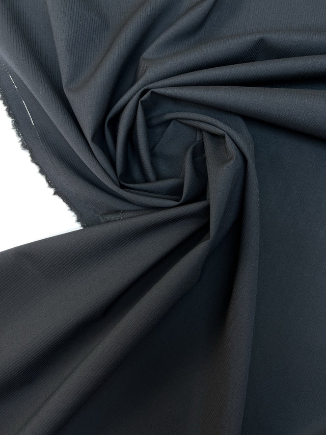 Italian Black Wool Striped Fabric