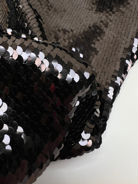Black Knitted Sequins Polyamide Elastane