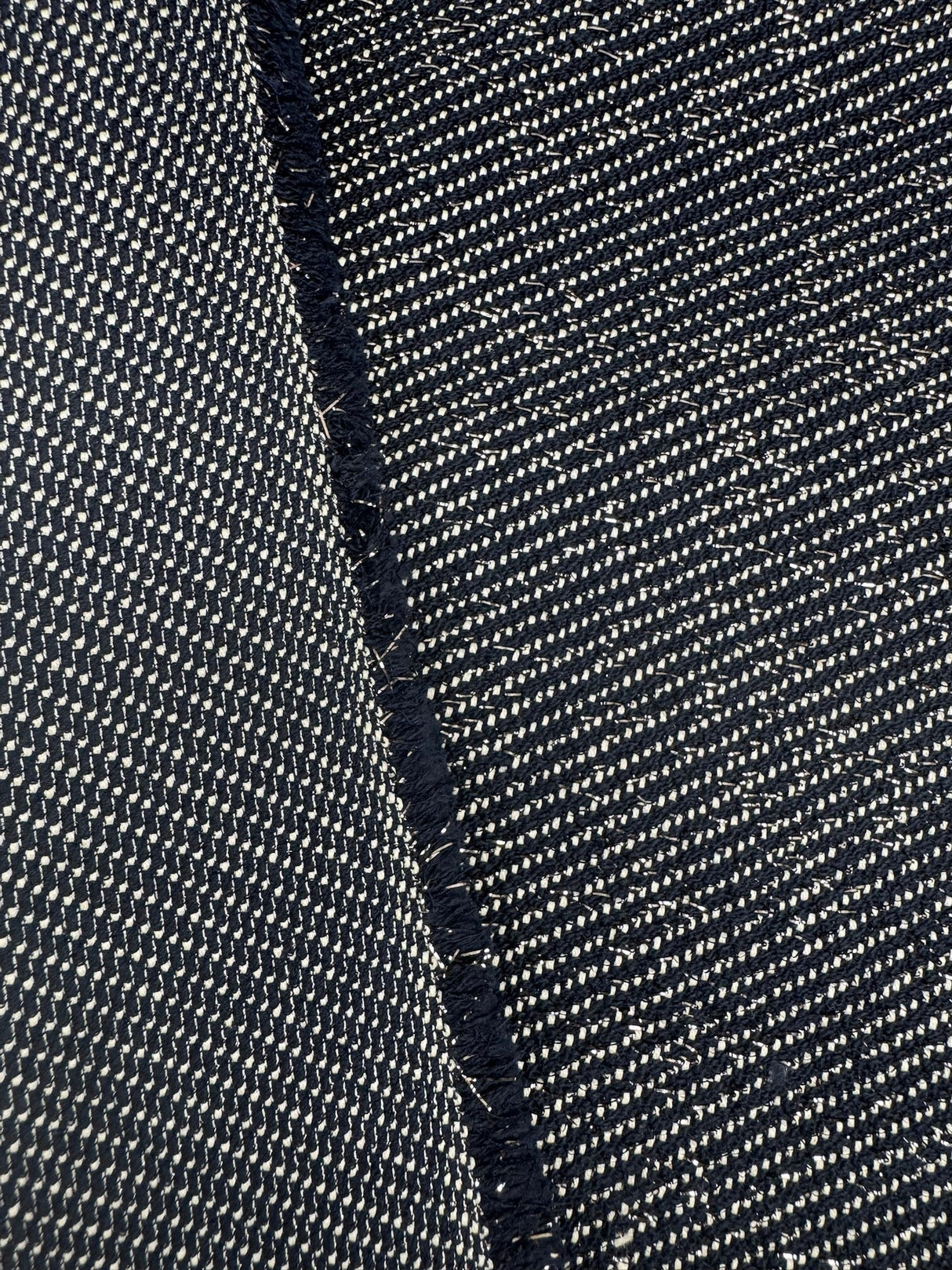 Cotton Lurex Tweed Striped Blue White