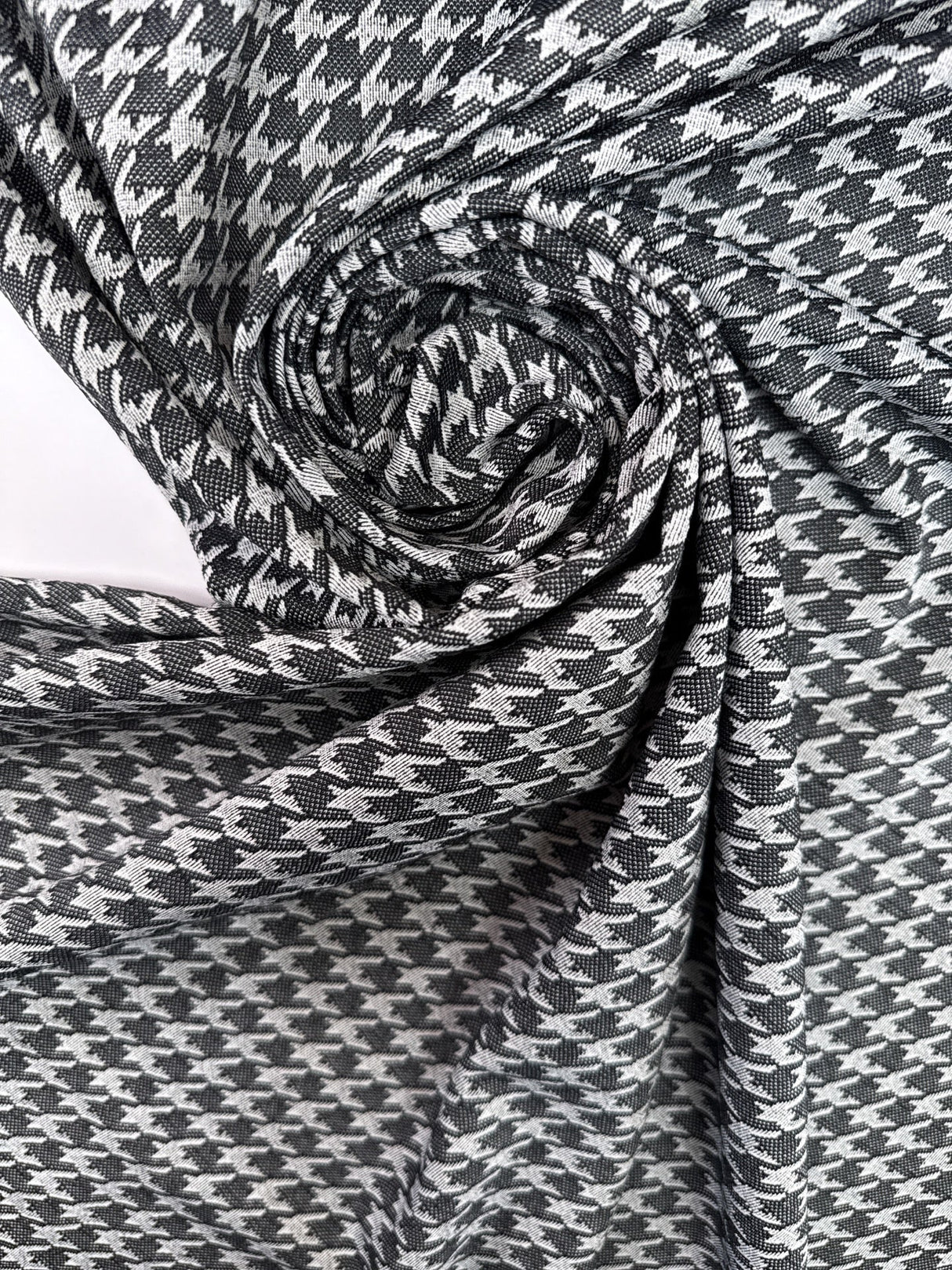 Houndstooth Knitted Polyamide Elastane Gray Black