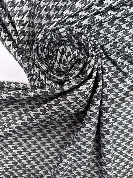 Houndstooth Knitted Polyamide Elastane Gray Black