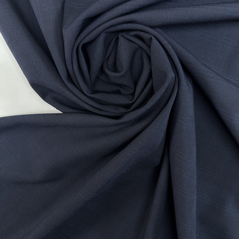 Checked Blue and Black Twill Suit Fabric