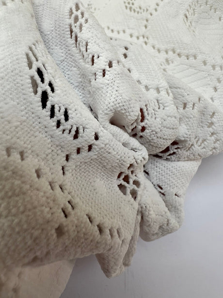 Polyamide Elastane Knitted Fabric White Geometric