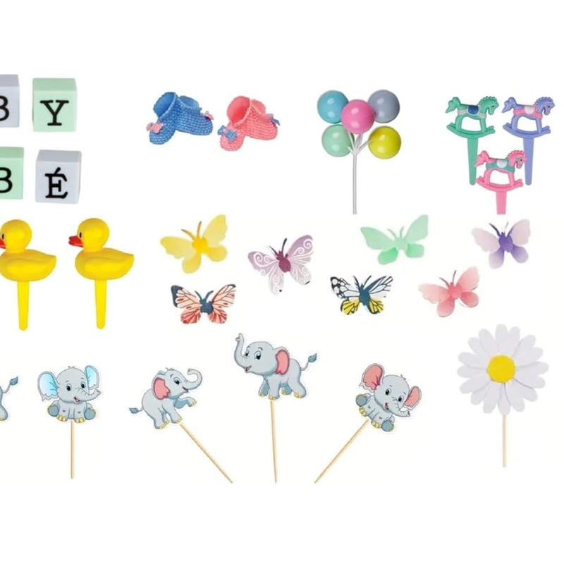 Oasis Supply, Bilingual-Good For English & Spanish- Baby Shower, Deluxe Welcome Baby Cake Topper Kit, 30-piece set, Including "B A B Y" and "B E B E" Baby Blocks