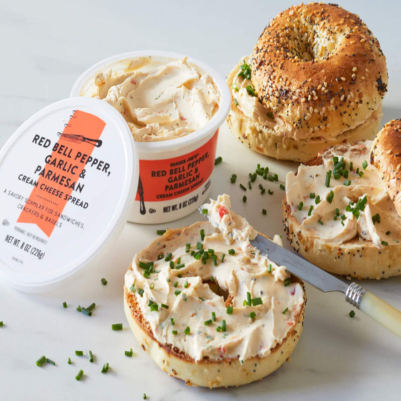 Red Bell Pepper Garlic and Parmesan Cream Cheese Spread Savory Vegetable Herb Cream Cheese for Bagels and Sandwiches
