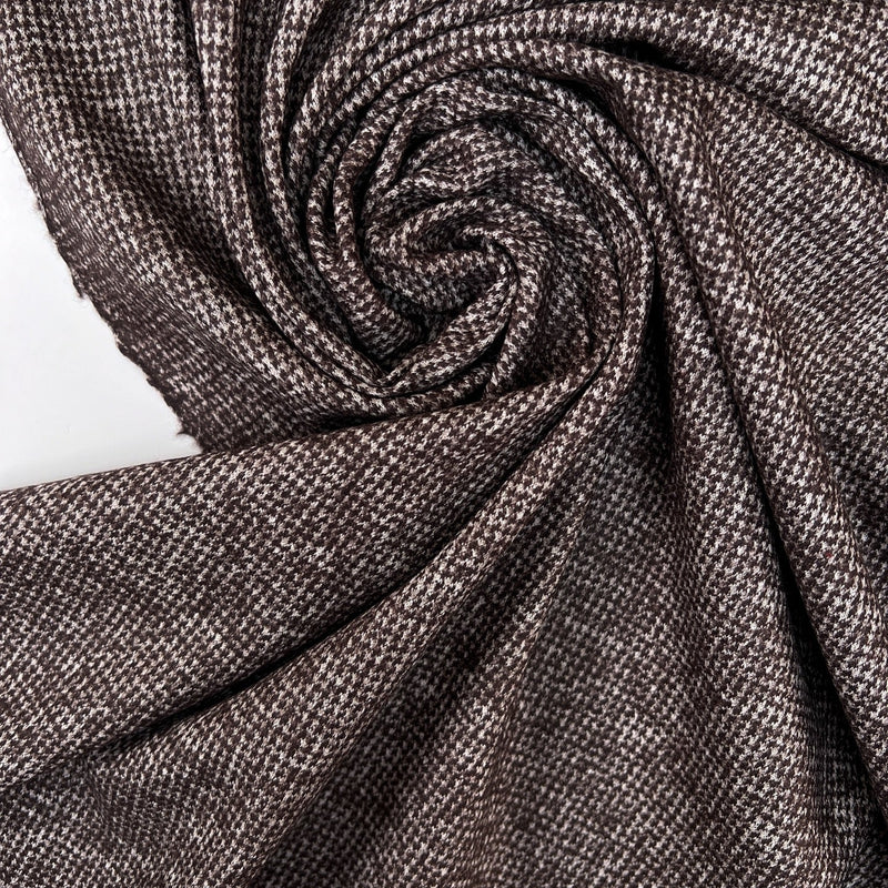 Wool Cotton Knitted Houndstooth Gray-Brown