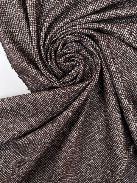 Wool Cotton Knitted Houndstooth Gray-Brown